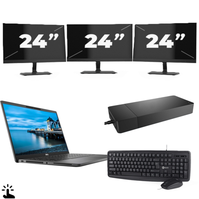 Dell Latitude 7420 - Intel Core i7-11e Generatie - 14 inch - Touch - 16GB RAM - 256GB SSD - Windows 11 Home + 3x 24 inch Monitor