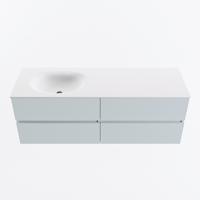 MONDIAZ VICA 140cm badmeubel onderkast Clay 4 lades. Wastafel MOON links 1 kraangat, kleur Talc. - thumbnail