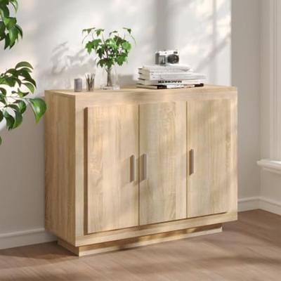 Dressoir 92x35x75 cm bewerkt hout sonoma eikenkleurig