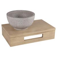 Differnz fonteinset - 40x21x10cm - Rechthoek - 0 kraangaten - grijs/fijn terazzo waskom - Hout licht eiken SW642466 / SW794607 - thumbnail