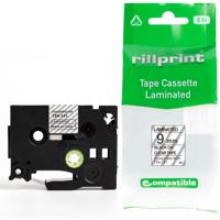 Rillprint compatible TZe tape voor Brother TZe-121, 9 mm, zwart op transparant - thumbnail
