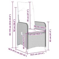 7-delige Bistroset met kussens poly rattan zwart - thumbnail
