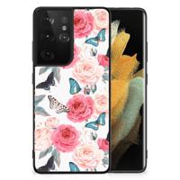 Samsung Galaxy S21 Ultra Bloemen Hoesje Butterfly Roses - thumbnail