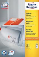 Avery Zweckform 3668, Universele etiketten, Ultragrip, wit, 100 vel, 56 per vel, 52,5 x 21,2 mm - thumbnail