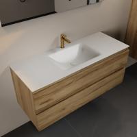 MONDIAZ AIVY 120cm badmeubel Chai, wastafel Talc solid surface midden 1 kraangat met spiegel (AI-351621TALC-SI - AI-M120CHMI - AI-S120X70) - thumbnail