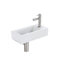 Fortifura Fuente fonteinset - 36x18.5x9cm - 1 kraangat - solid surface - fonteinkraan RVS geborsteld - mat wit SW696237/SW696217/SW705498 - thumbnail