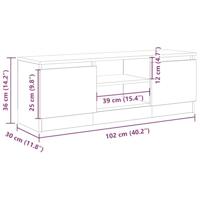 Tv-meubel 102x30x36 cm bewerkt hout oud houtkleurig - thumbnail
