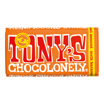Tony&apos;s Chocolonely chocoladereep, 180g, karamel zeezout