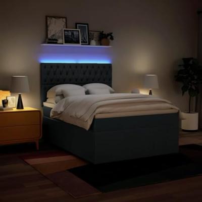 Boxspring met matras stof blauw 160x200 cm