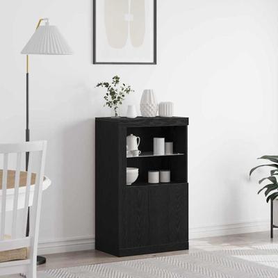 Bijzetkast Zwart eiken 60.5 x 37 x 100 cm Bewerkt hout