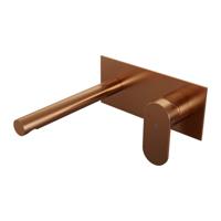 Brauer Copper Edition Wastafelmengkraan inbouw - rechte uitloop links - hendel breed plat - afdekplaat - model C 1 - PVD - geborsteld koper 5-GK-004-S3 - thumbnail