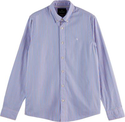 Scotch & Soda gestreept regular fit overhemd van biologisch katoen blauw/camel Scotch & Soda gestreept regular fit overhemd van biologisch katoen blauw/camel
