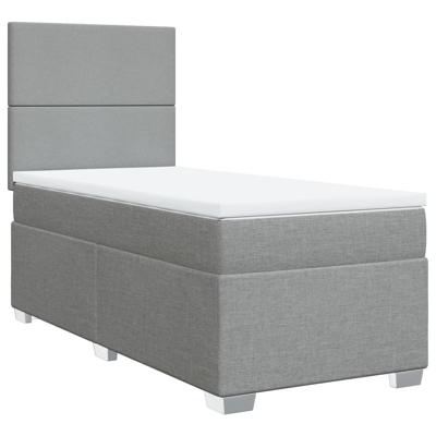 Boxspring met matras stof lichtgrijs 140x190 cm - thumbnail