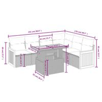 7-delige Loungeset met kussens poly rattan zwart - thumbnail