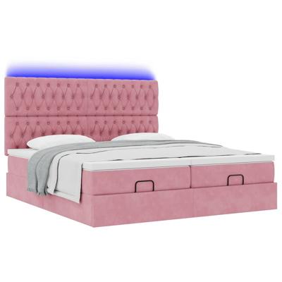 Ottoman bed met matrassen en LED's 180x200cm fluweel roze