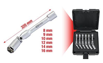 KS Tools 500.7320 3/8 gloeibougiesleutelset, lang, 6-delig