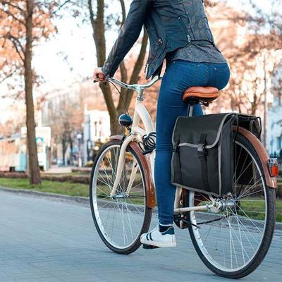 Dubbele Fietstas - 26L - voor elektrische fiets - zwart/grijs