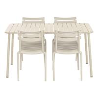 Tafel met vier stoelen Home ESPRIT Crème Polypropyleen Ijzer 140 x 70 x 75 cm - thumbnail
