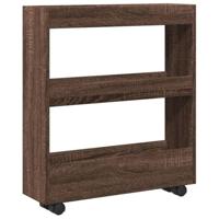 Opbergtrolley smal 3-laags bewerkt hout bruin eikenkleurig - thumbnail