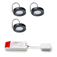 Set Led opbouwspot Adria zwart 3W dimbaar IP44 3-6 stuks - thumbnail