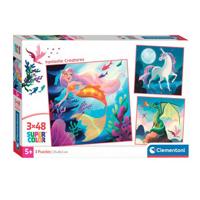 Clementoni legpuzzel super color vierkant fantasie, 3x48st. - thumbnail