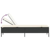 Ligbed met kussen poly rattan zwart - thumbnail