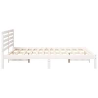 Bedframe met hoofdeinde Wit 140 x 200 cm Massief grenenhout - thumbnail