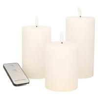 3St Wit Kaars Wax Rustiek 3D Lont 7,5X10/12,5/15Cm Afstandsbediening 3X3Aaa Anna's Collection - Annas collection - thumbnail