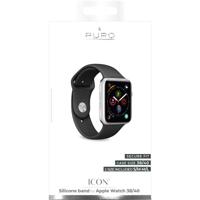 Puro Icon Apple Watch Series 8/SE (2022)/7/SE/6/5/4/3/2/1 Siliconen Band - 41mm/40mm/38mm - Zwart - thumbnail