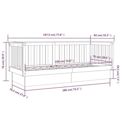 Slaapbank 75x190 cm massief grenenhout zwart Slaapbank 75x190 cm massief grenenhout zwart