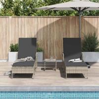 Ligbed met kussen 2 pcs Lichtgrijs 35 x 35 x 32cm poly rattan - thumbnail