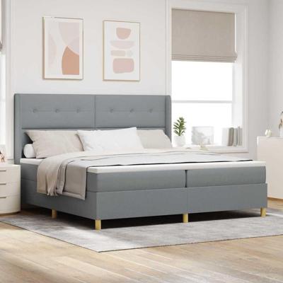 Boxspringbed met matras en LED stof lichtgrijs 200x200 cm