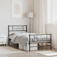 Bedframe met hoofd- en voeteneinde metaal zwart 107x203 cm - thumbnail