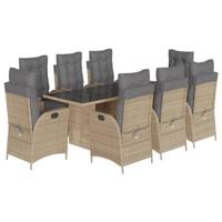 9-delige Tuinset met kussens poly rattan gemengd beige - thumbnail