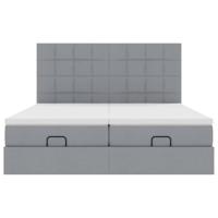 Ottoman bed met matrassen 200x200cm stof lichtgrijs - thumbnail