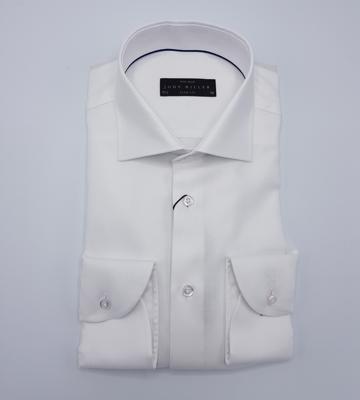 John Miller Overhemd Wit Oxford Herringbone Boord Slim Fit John Miller Overhemd Wit Oxford Herringbone Boord Slim Fit