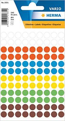 Etiket herma 1831 rond 8mm assorti 540st