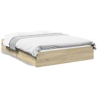 Bedframe met lades bewerkt hout sonoma eikenkleurig 135x190 cm - thumbnail