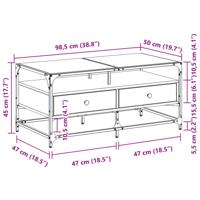 Salontafel met glazen blad 98,5x50x45 cm staal - thumbnail