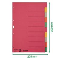 Leitz 4359 Register DIN A4 blanco Karton (dun) Meerdere kleuren 10 tabbladen 43590000 - thumbnail