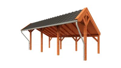 Trendhout Kapschuur De Heerd 740x425 cm- Kapschuurdak- Onbehandeld lariks Douglas hout- Trendhout