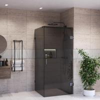 Douchecabine BWS Portos Profielloos Zwart Chroom Rookglas 8 mm Nano Coating (Alle Maten) - thumbnail