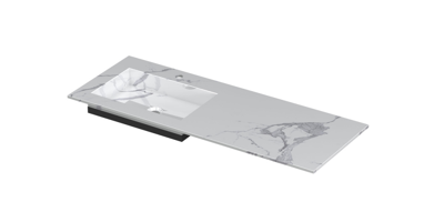 INK Post Wastafel Keramische Slab Envelop Bak Links met 1 Kraangat - 1200x450x10 mm - Statuario Glans