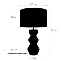 QAZQA Design tafellamp zwart 16 cm stoffen kap lichtgrijs 35 cm - - thumbnail