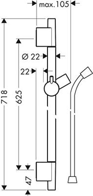 Hansgrohe Unica glijstang S puro 65 cm met doucheslang, mat wit