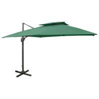 VidaXL Zweefparasol met dubbel dak 300x300 cm groen - thumbnail