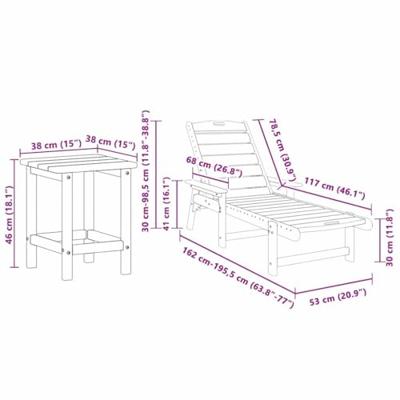 Ligstoel 3 pcs Zwart Polyetheen