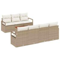 Tuinbankenset met opslag 8 pcs Beige en Crème poly rattan - thumbnail