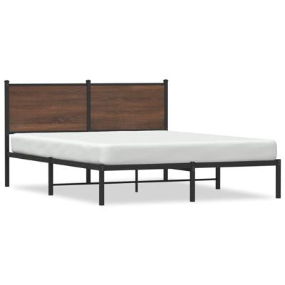 Bedframe met hoofdbord metaal bruin eikenkleurig 150x200 cm Bedframe met hoofdbord metaal bruin eikenkleurig 150x200 cm