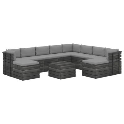 vidaXL 11-delige Loungeset pallet met kussens massief grenenhout vidaXL 11-delige Loungeset pallet met kussens massief grenenhout